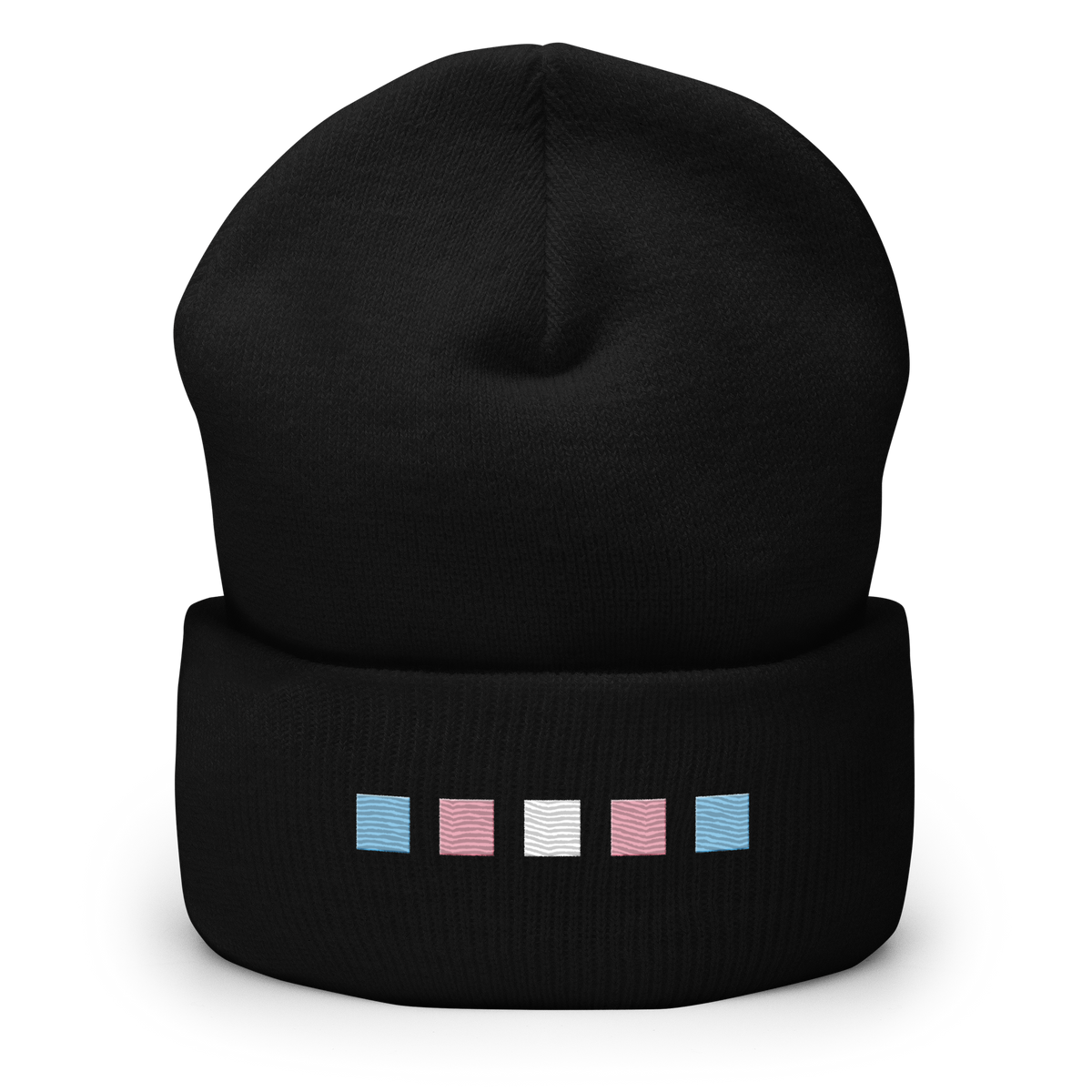 Embroidered Transgender Beanie: Pride Flag Horizontal Square Design