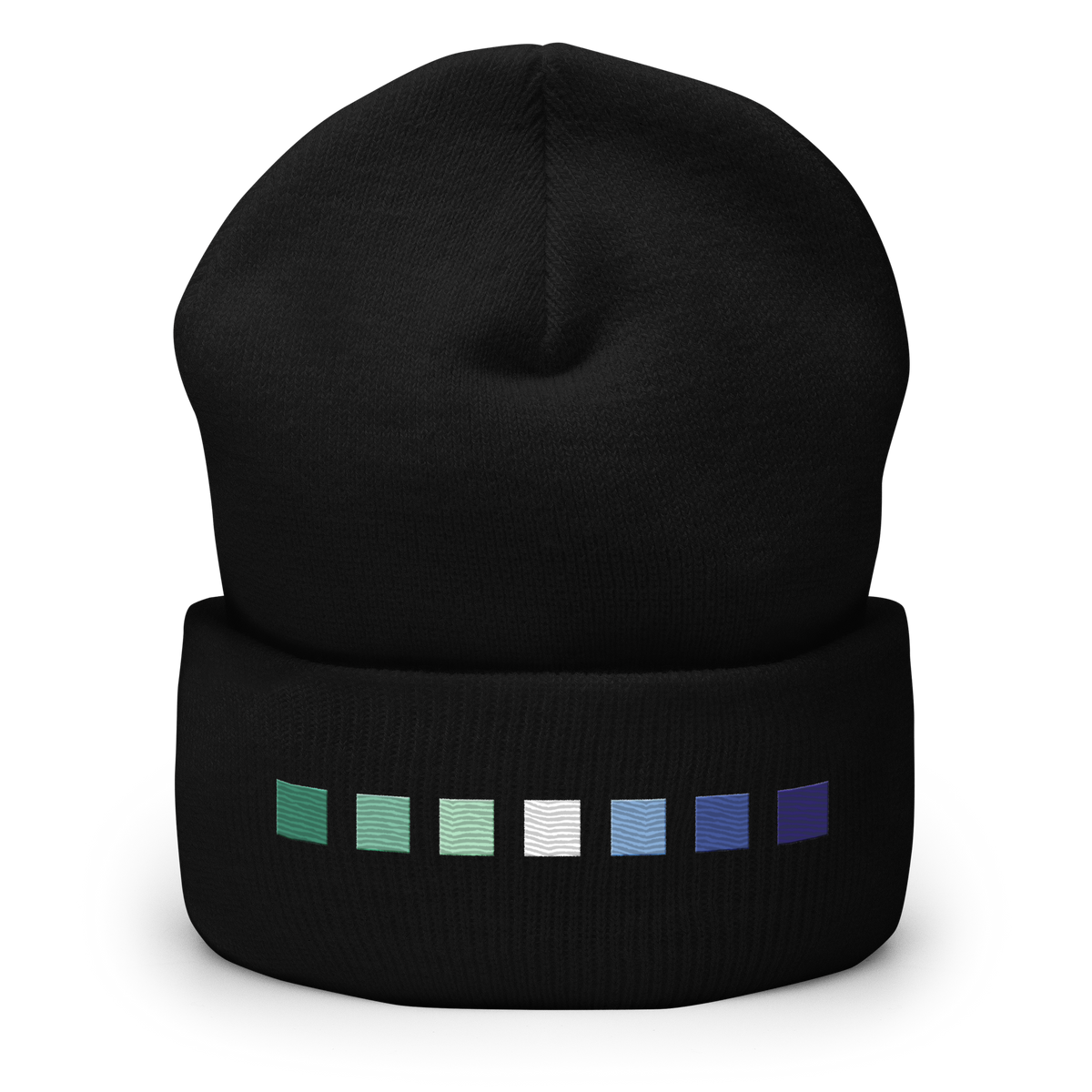 Embroidered Gay Pride Beanie: Pride Flag Horizontal Square Design