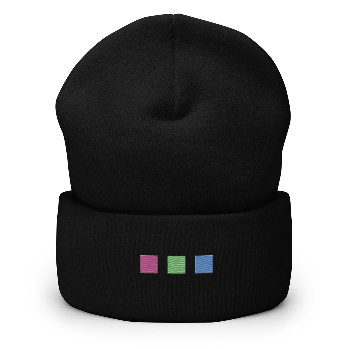 Embroidered Polysexual Beanie: Pride Flag Horizontal Square Design