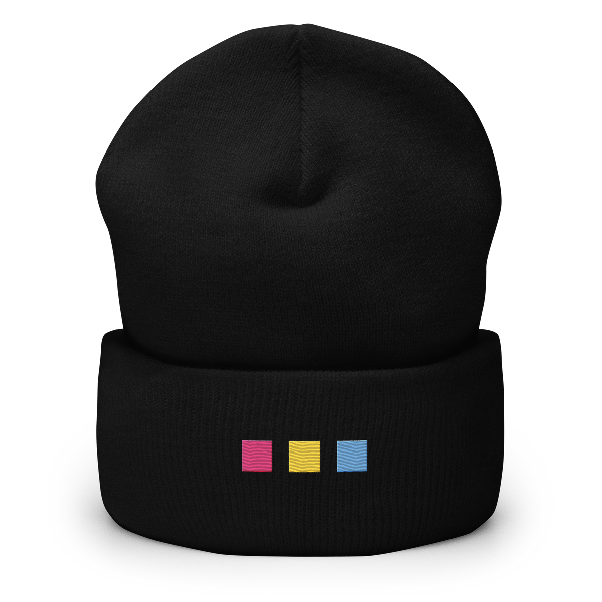 Embroidered Pansexual Beanie: Pride Flag Horizontal Square Design