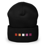 Embroidered Lesbian Beanie: Pride Flag Horizontal Square Design