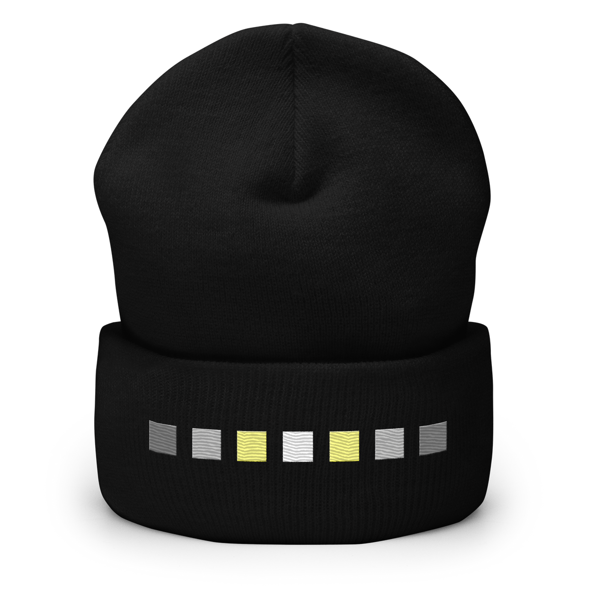 Embroidered Demigender Beanie: Pride Flag Horizontal Square Design