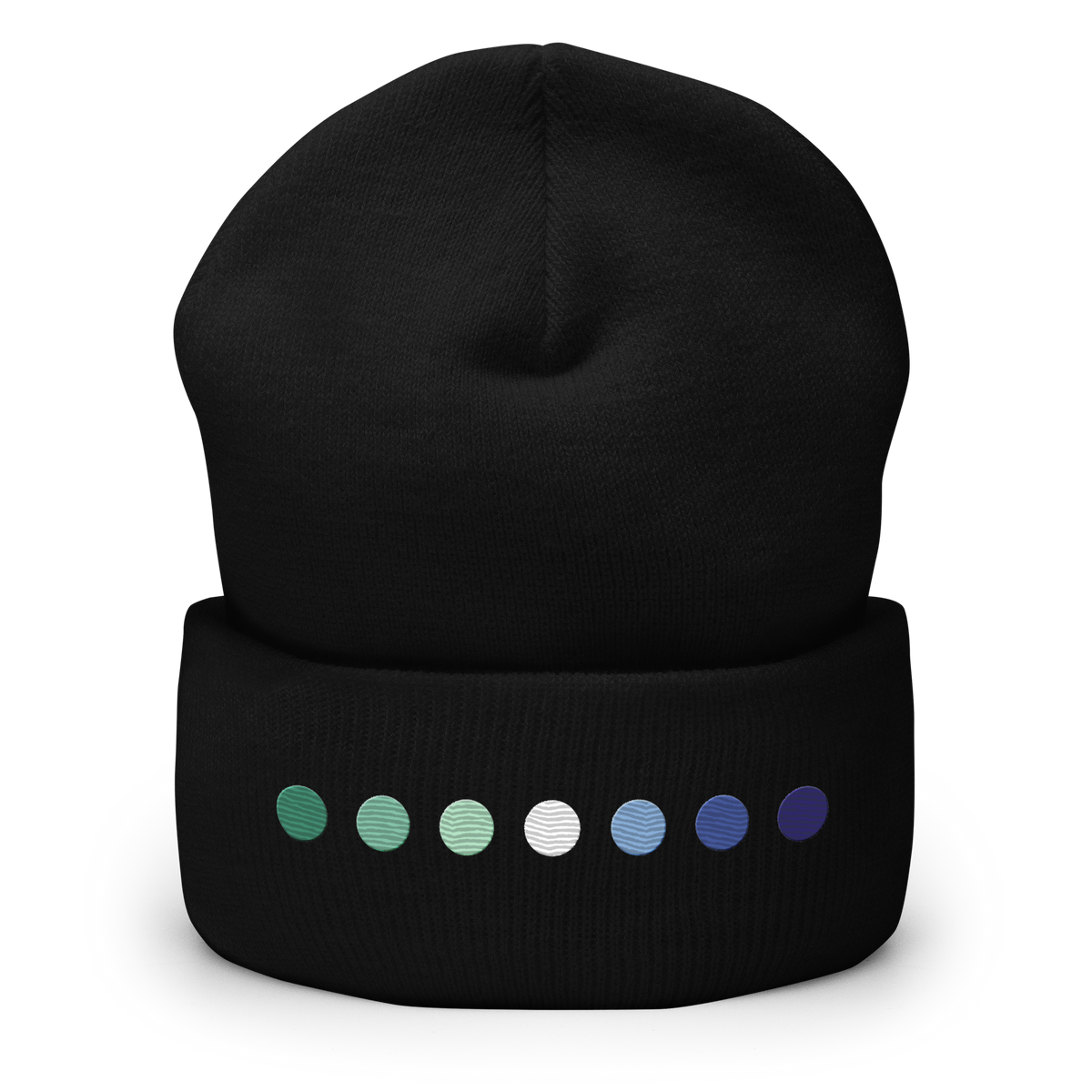 Embroidered Gay Pride Beanie: Pride Flag Horizontal Circle Design