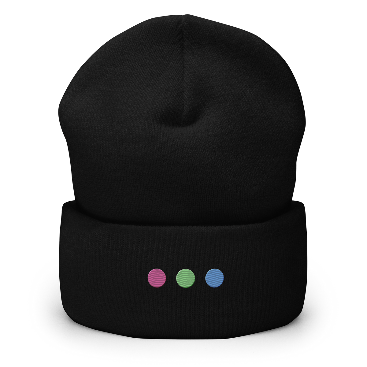 Embroidered Polysexual Beanie: Pride Flag Horizontal Circle Design