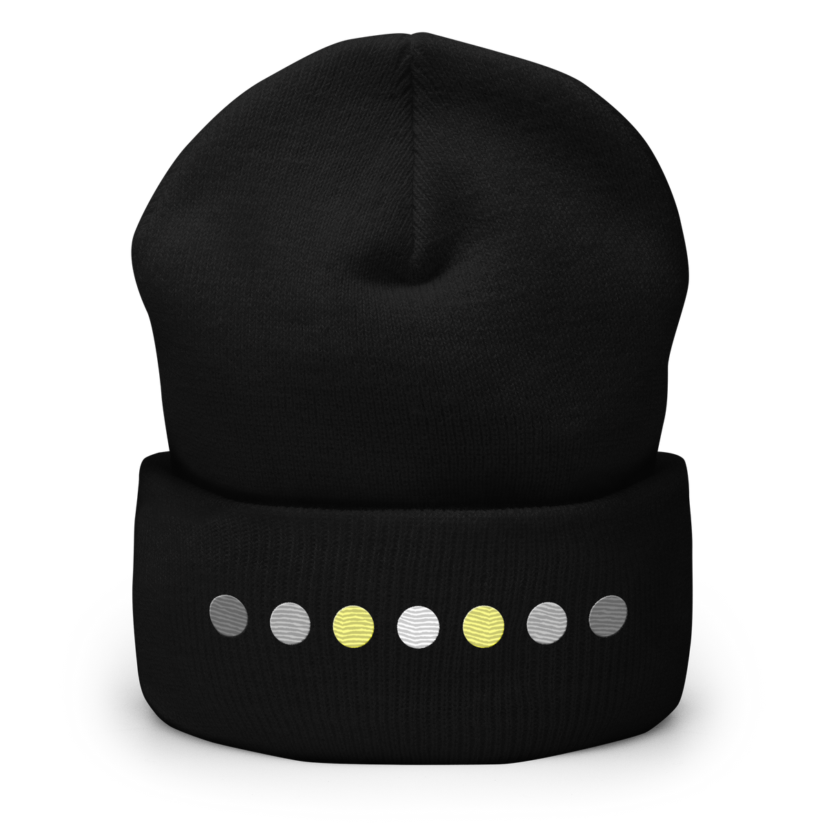 Embroidered Demigender Beanie: Pride Flag Horizontal Circle Design