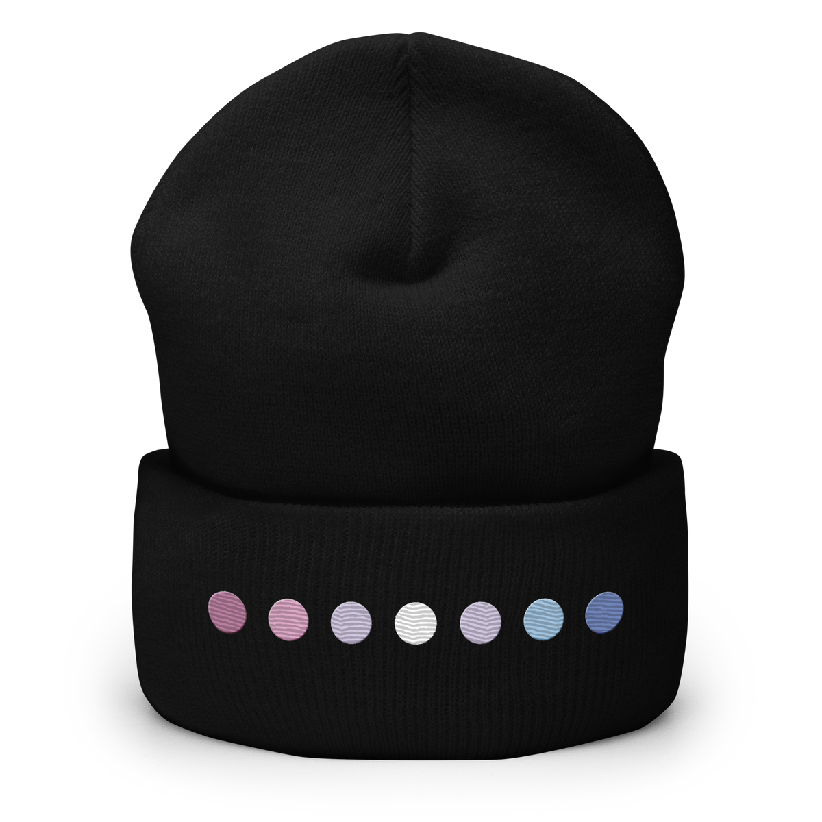 Embroidered Bigender Beanie: Pride Flag Horizontal Circle Design