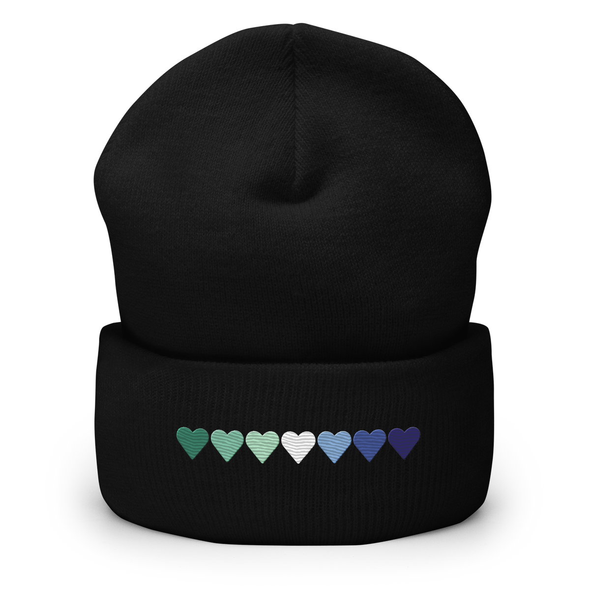 Embroidered Gay Pride Beanie: Pride Flag Horizontal Heart Design