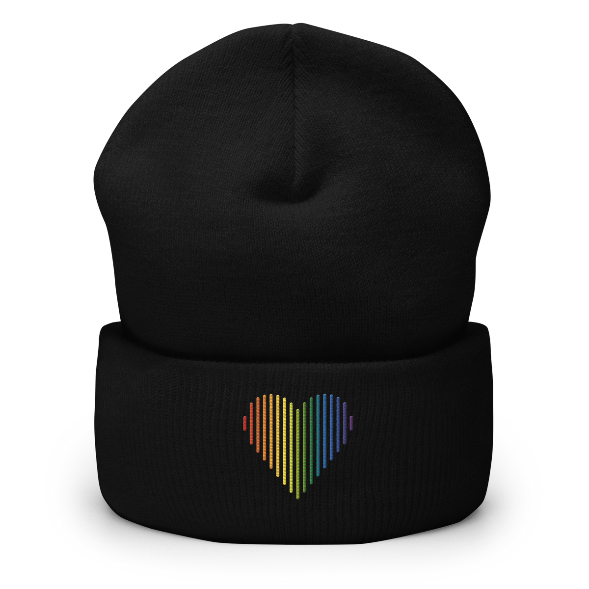 Pride Heart Lines Beanie: Embroidered Pride Gradient Hat
