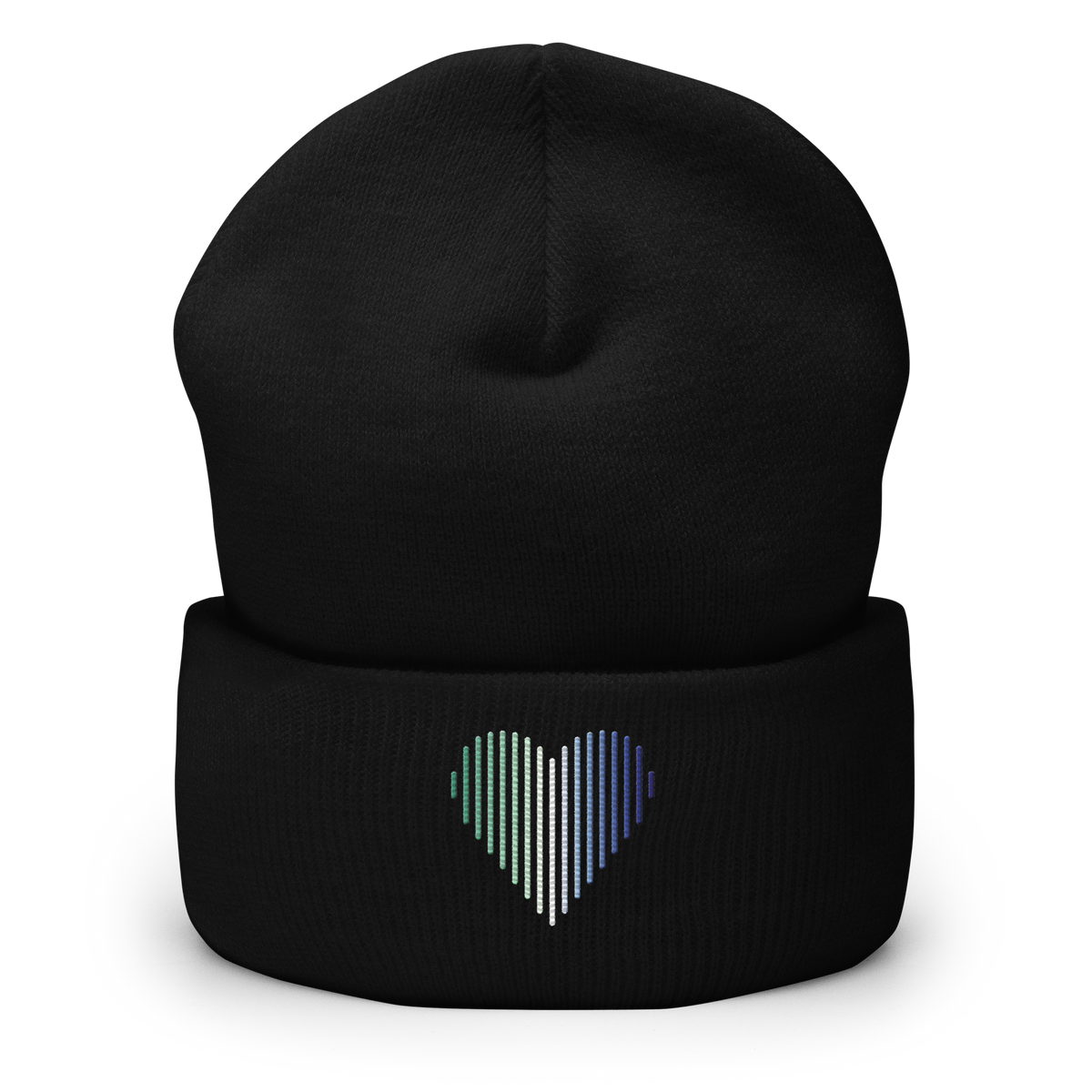 Gay Pride Heart Lines Beanie: Embroidered Pride Gradient Hat