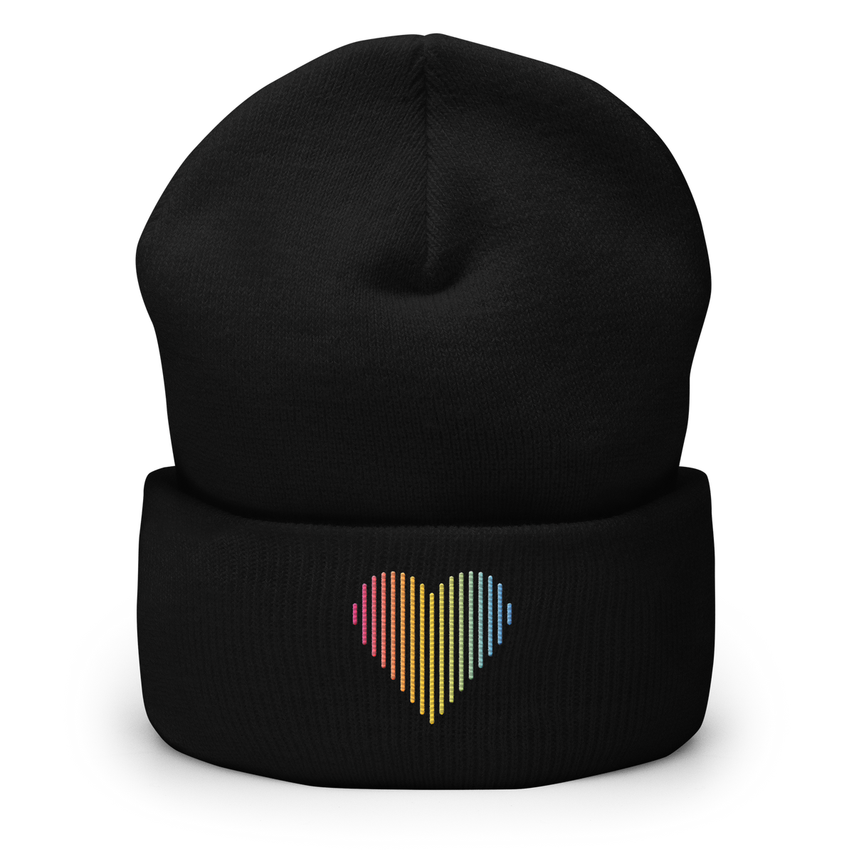 Pansexual Heart Lines Beanie: Embroidered Pride Gradient Hat