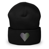 Genderqueer Heart Lines Beanie: Embroidered Pride Gradient Hat
