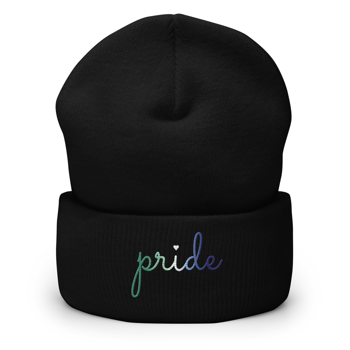 Gay Pride Beanie: Cursive 'Pride' in Gradient Colors