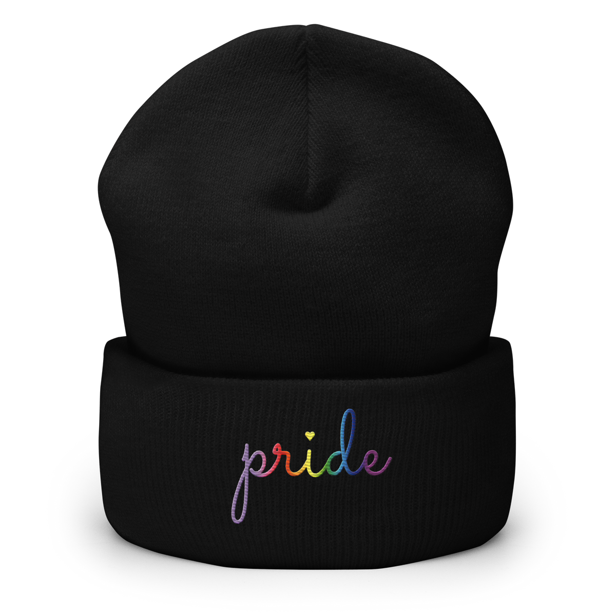 Gilbert Baker Pride Beanie: Cursive 'Pride' in Gradient Colors