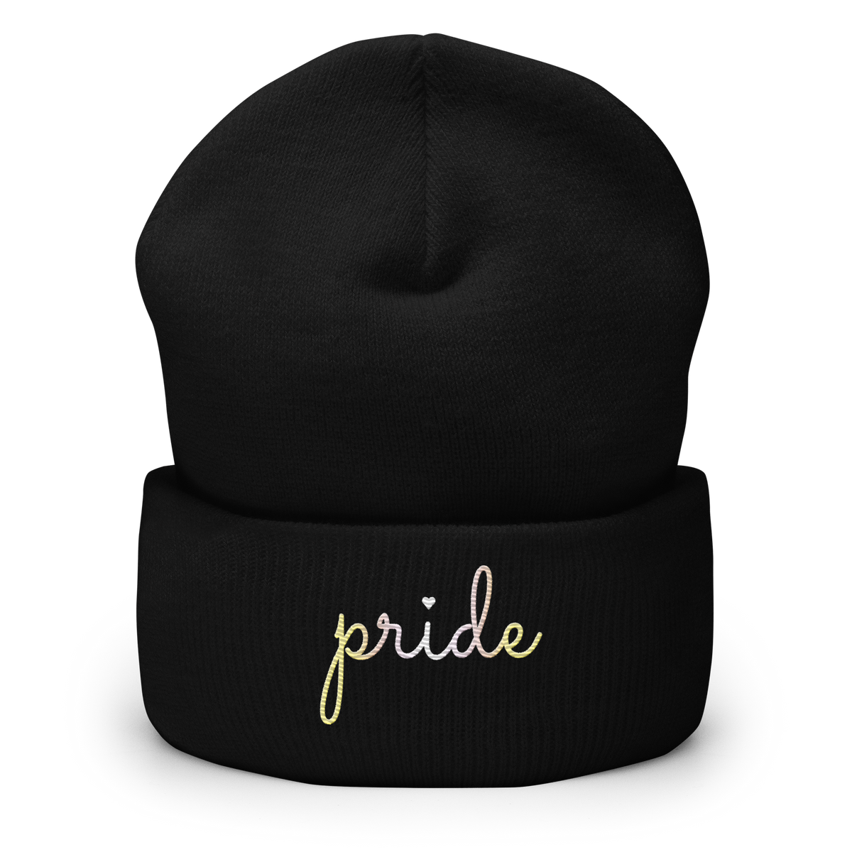 Pangender Pride Beanie: Cursive 'Pride' in Gradient Colors