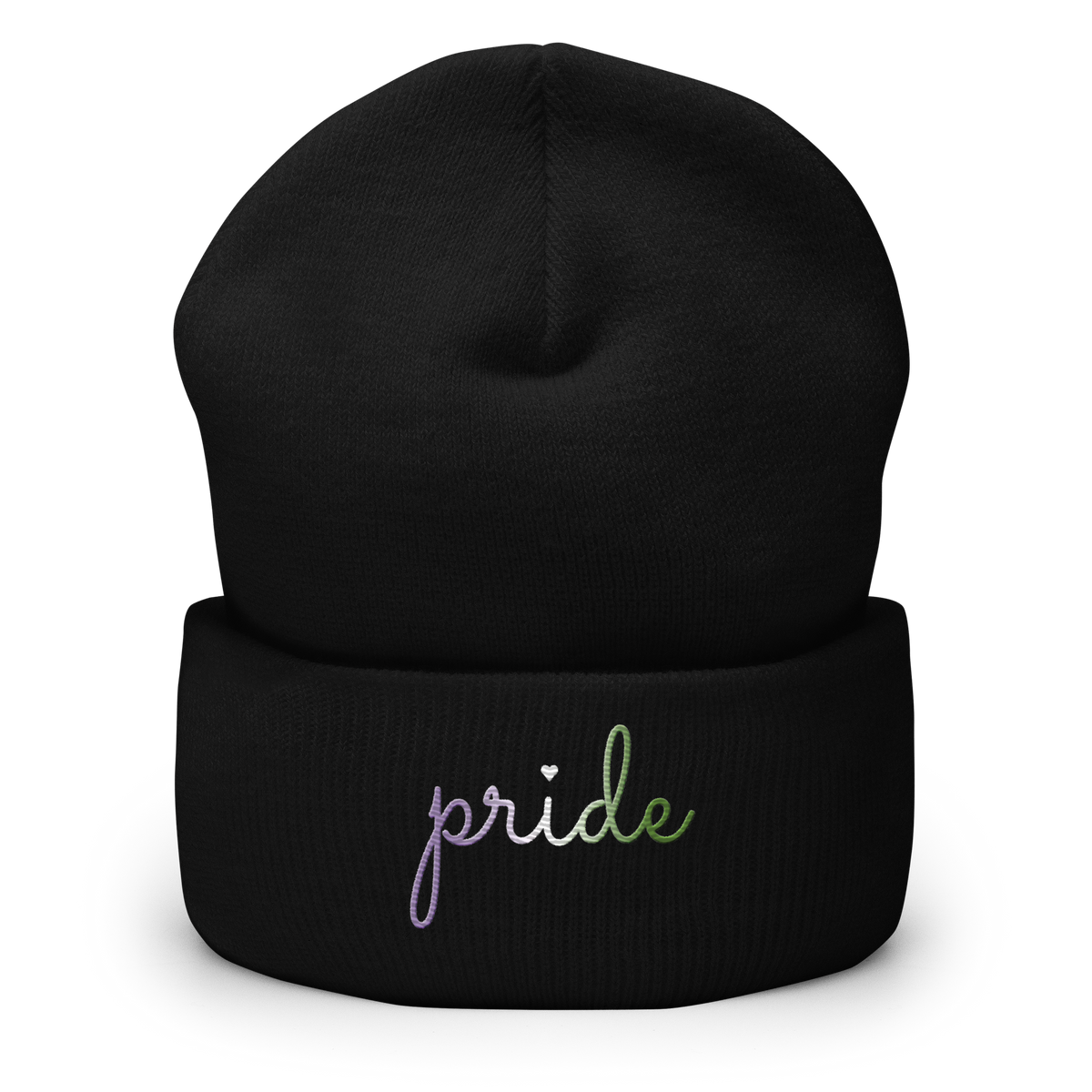 Genderqueer Pride Beanie: Cursive 'Pride' in Gradient Colors