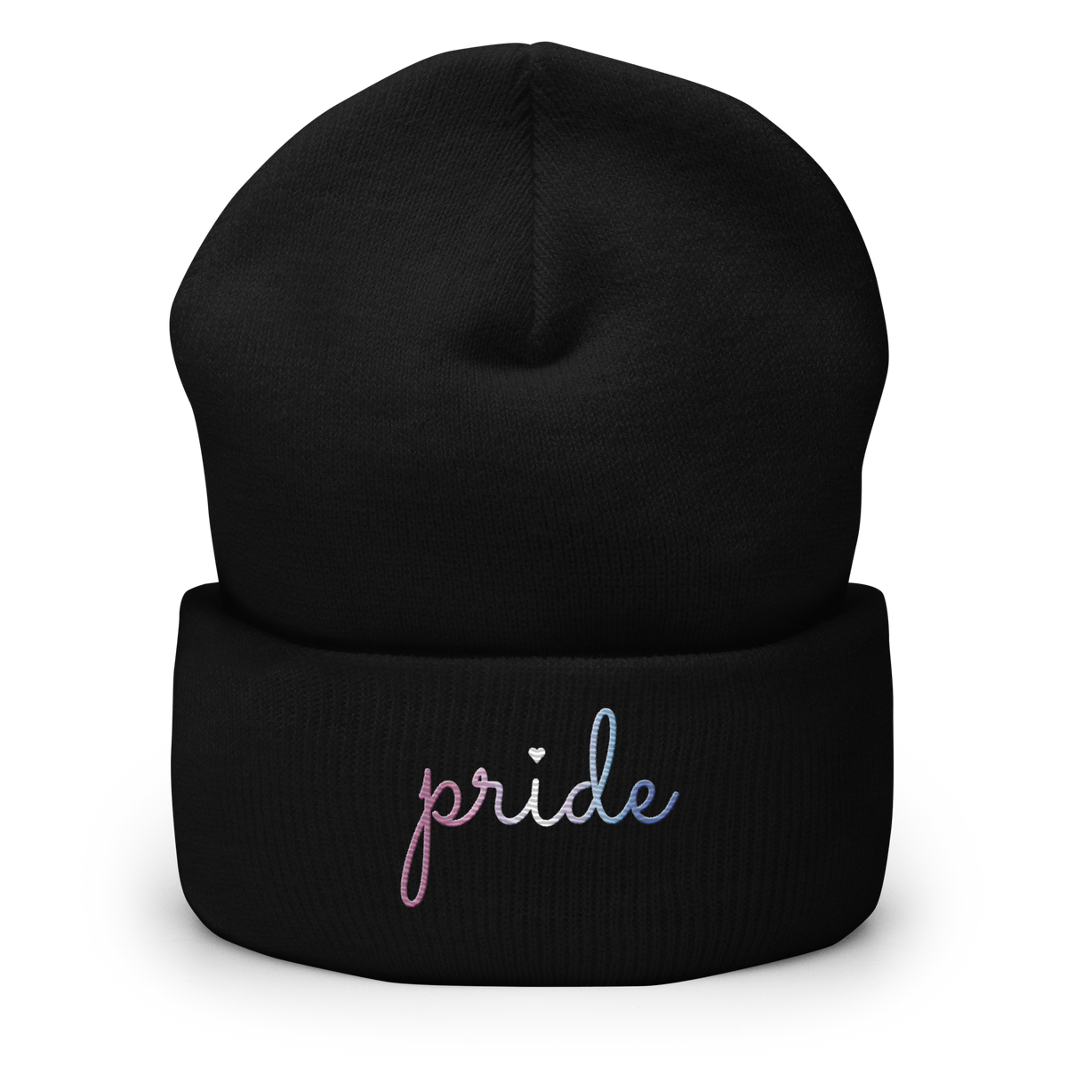 Bigender Pride Beanie: Cursive 'Pride' in Gradient Colors