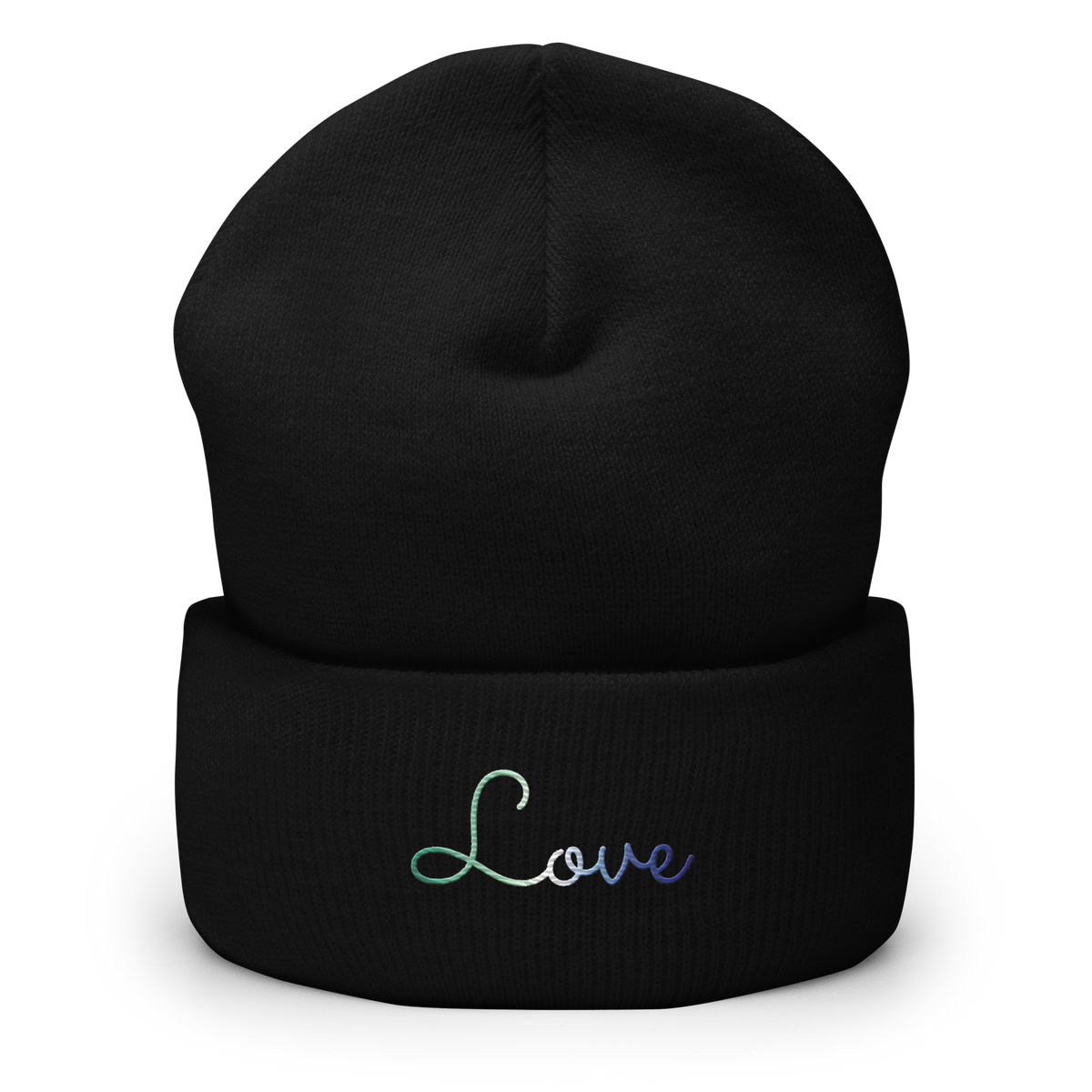 Gay Pride Love Script Beanie: Ellegantly Embroidered Pride Hat