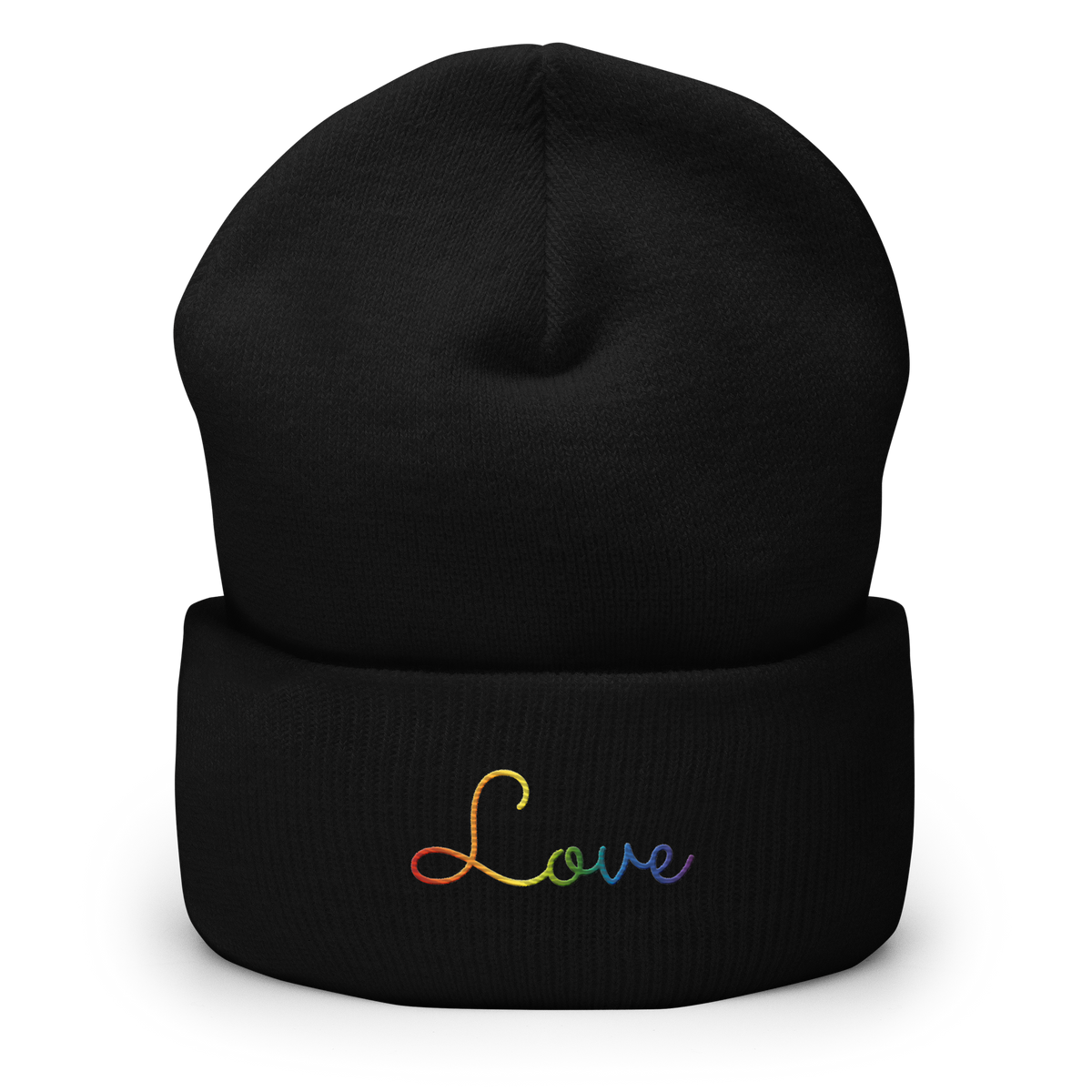 Pride Love Script Beanie: Ellegantly Embroidered Pride Hat