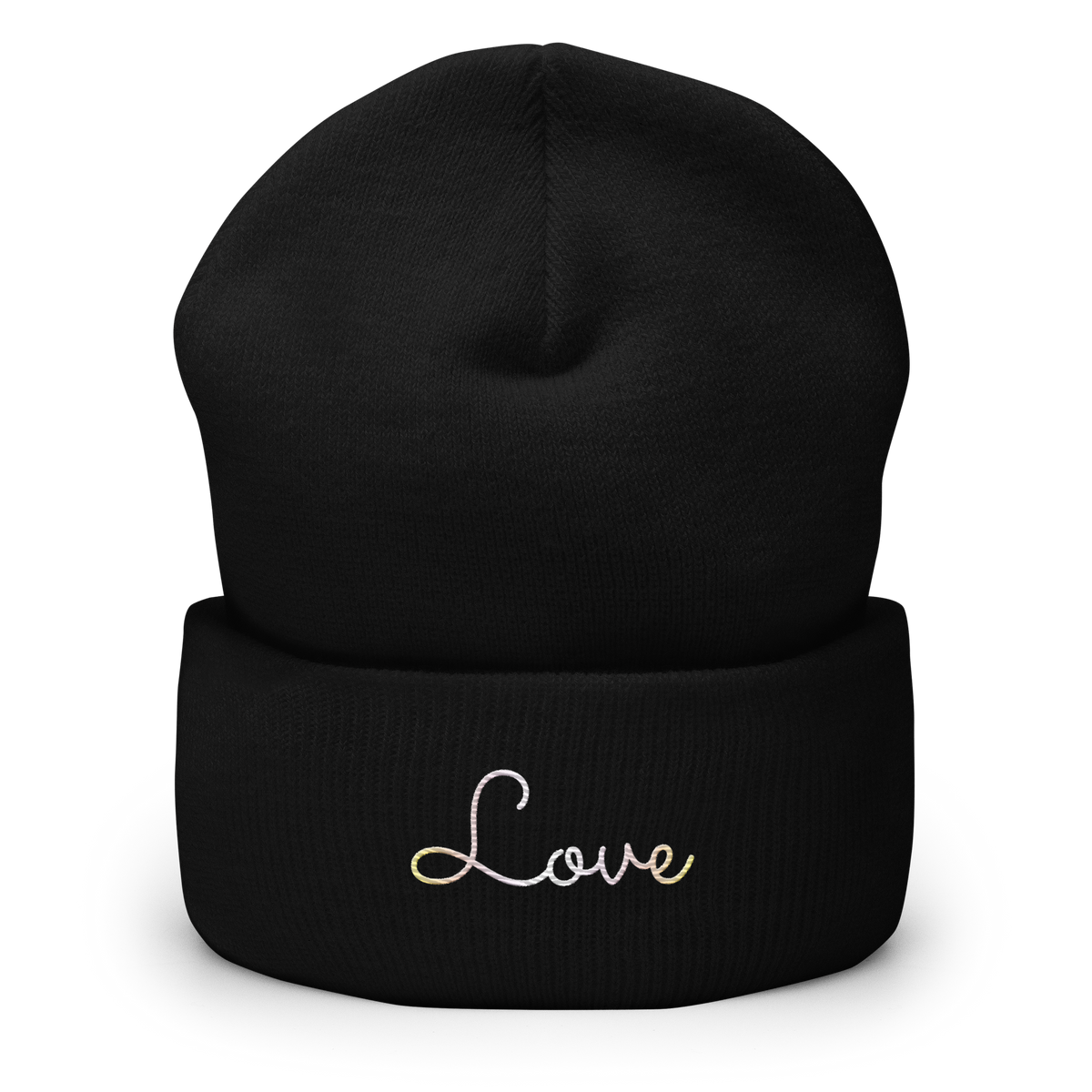 Pangender Love Script Beanie: Ellegantly Embroidered Pride Hat