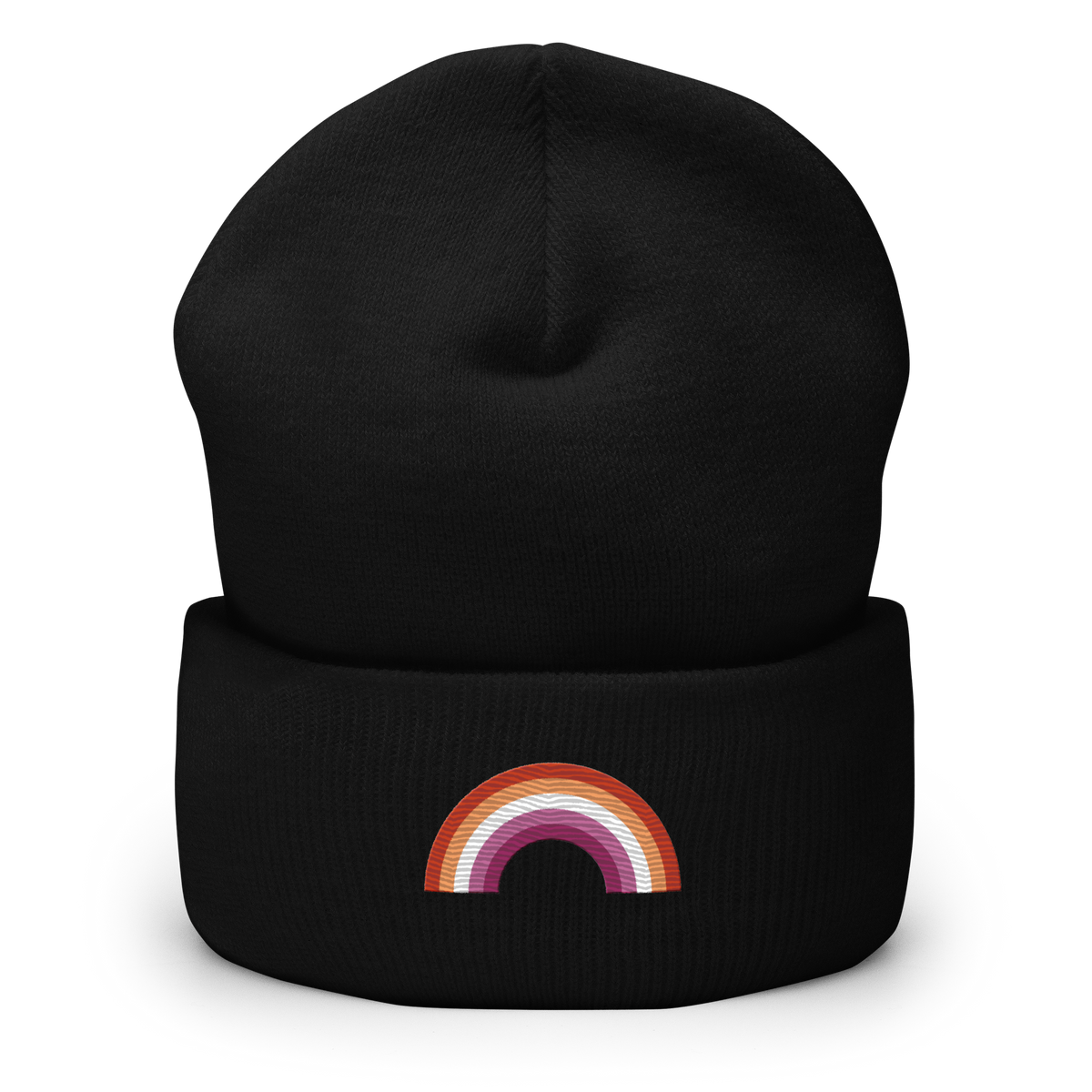 Embroidered Lesbian Rainbow Beanie: Pride Flag LGBTQ+ Design