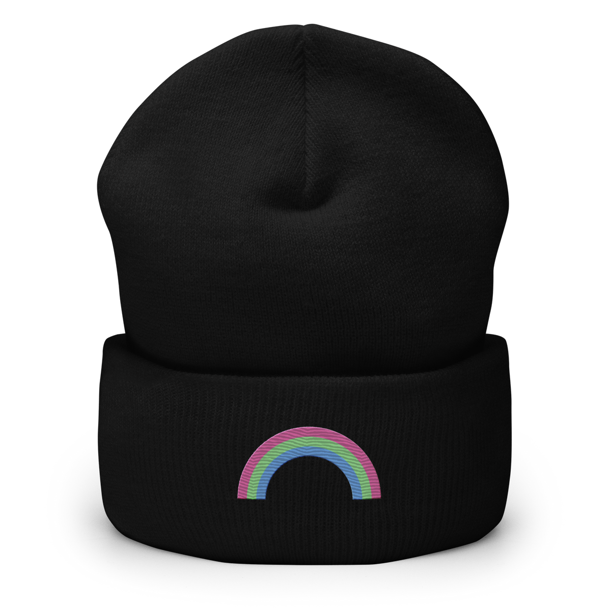 Embroidered Polysexual Rainbow Beanie: Pride Flag LGBTQ+ Design