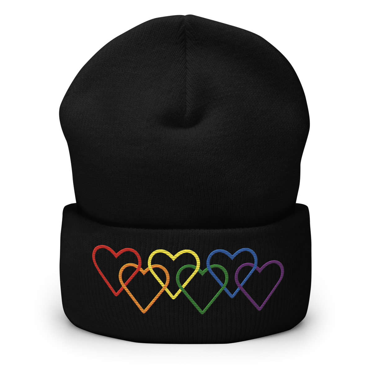 Pride Beanie: Interlaced Heart Outlines Embroidered Hat
