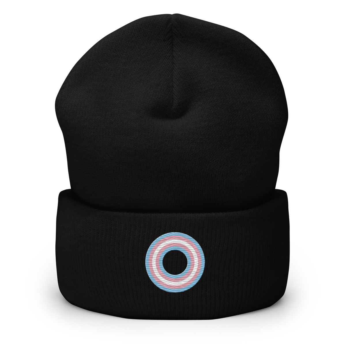 Embroidered Beanie: Transgender Pride Ring Emblem Design
