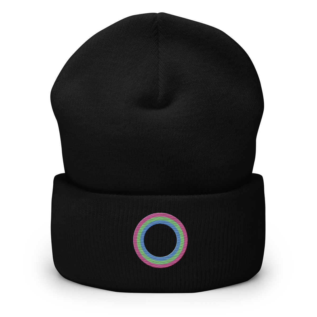 Embroidered Beanie: Polysexual Pride Ring Emblem Design