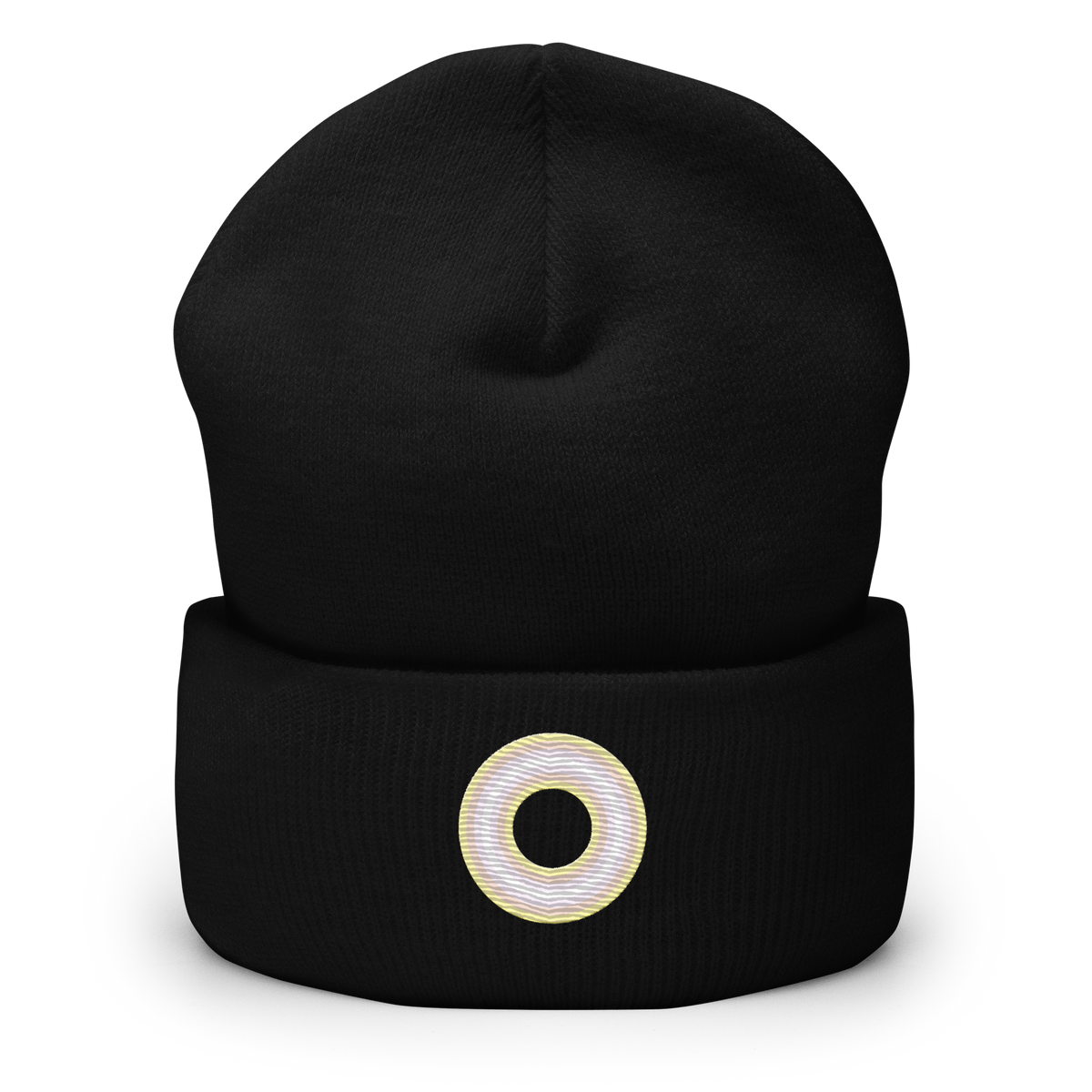 Embroidered Beanie: Pangender Pride Ring Emblem Design