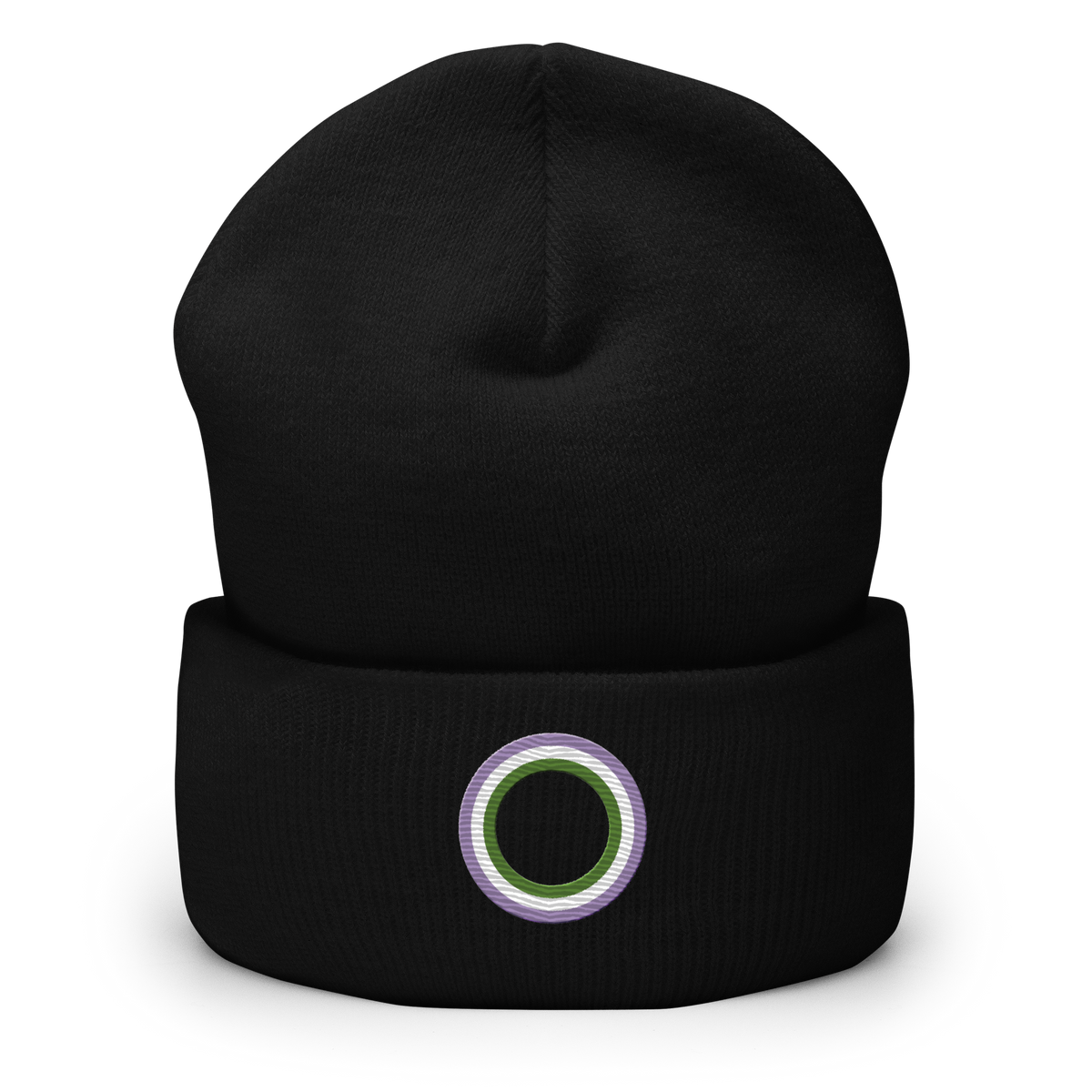 Embroidered Beanie: Genderqueer Pride Ring Emblem Design