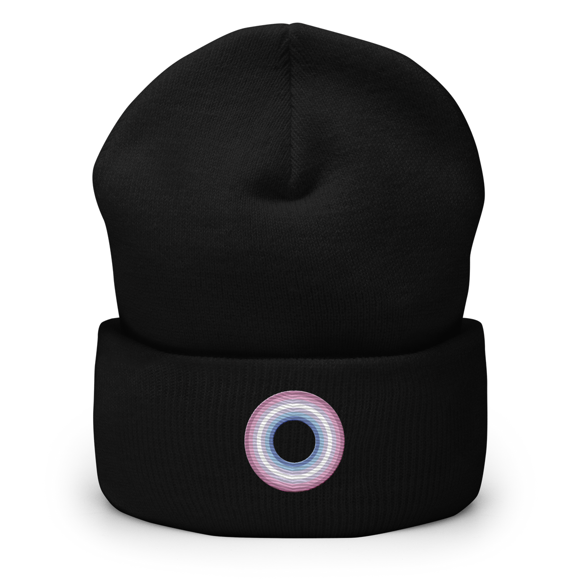 Embroidered Beanie: Bigender Pride Ring Emblem Design