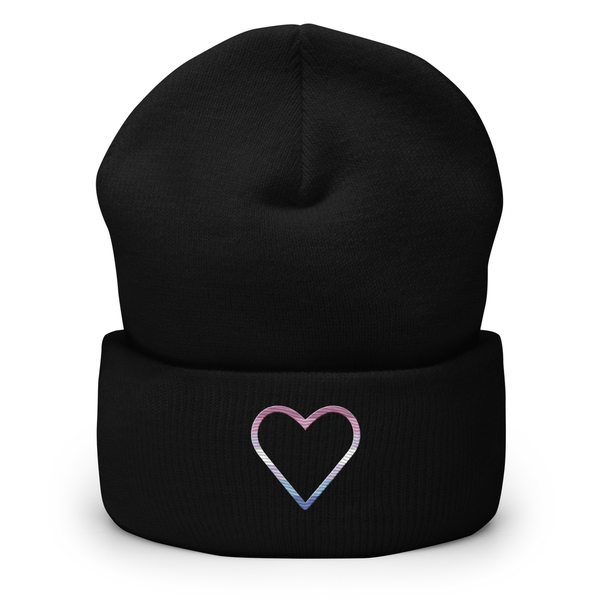 Bigender Heart Beanie: Embroidered Pride Hat