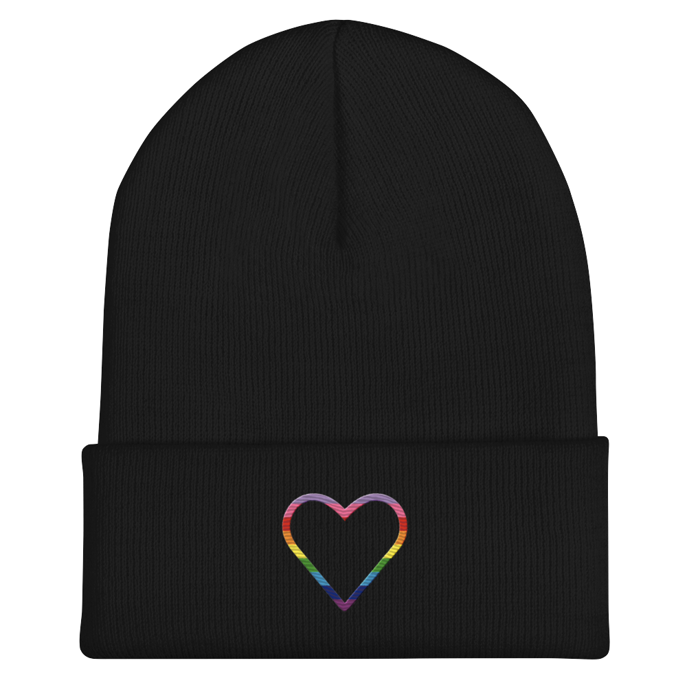 Gilbert Baker Pride Heart Beanie: Embroidered Pride Hat