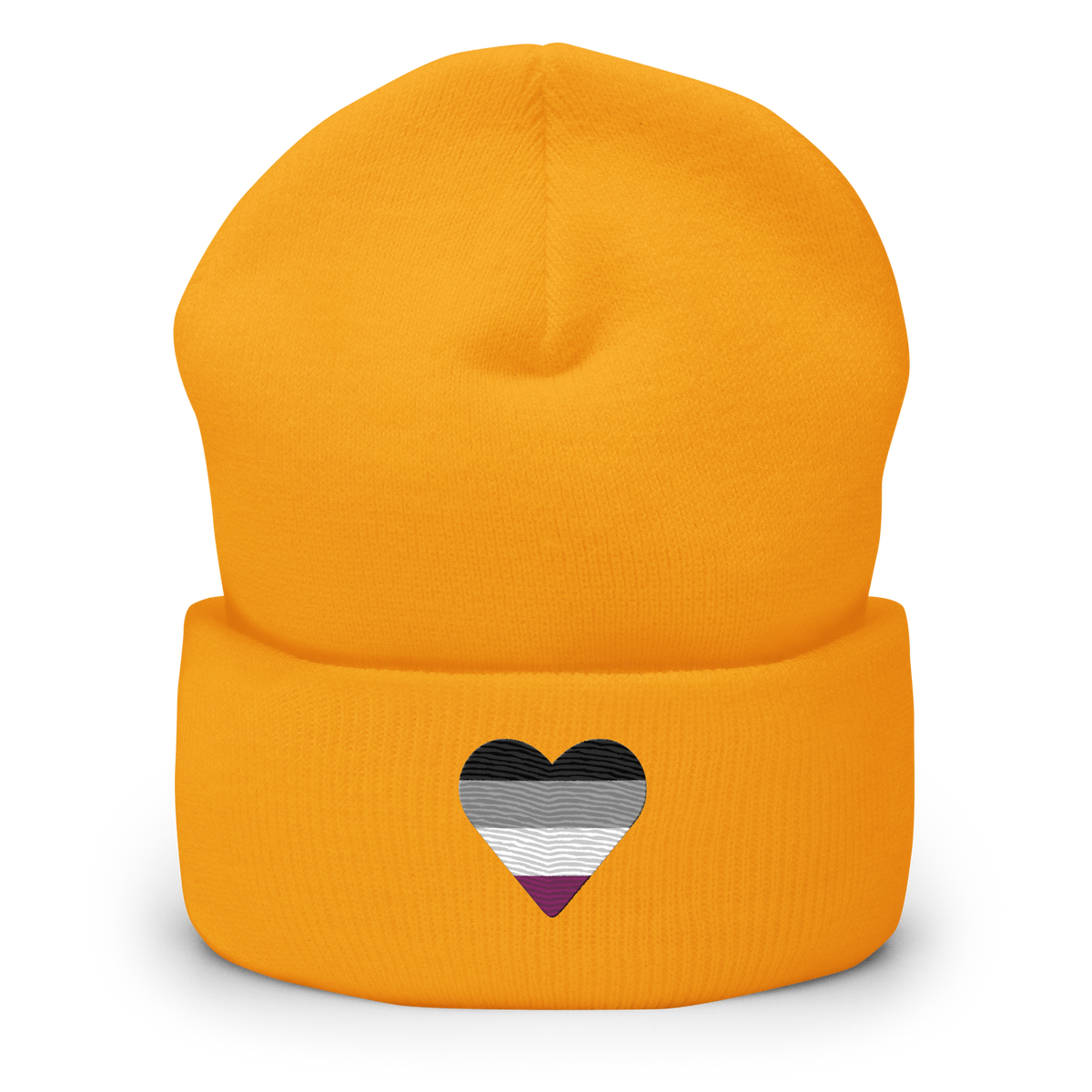Asexual Flag Embroidered Heart Beanie: Celebratory LGBTQ+ Pride Design