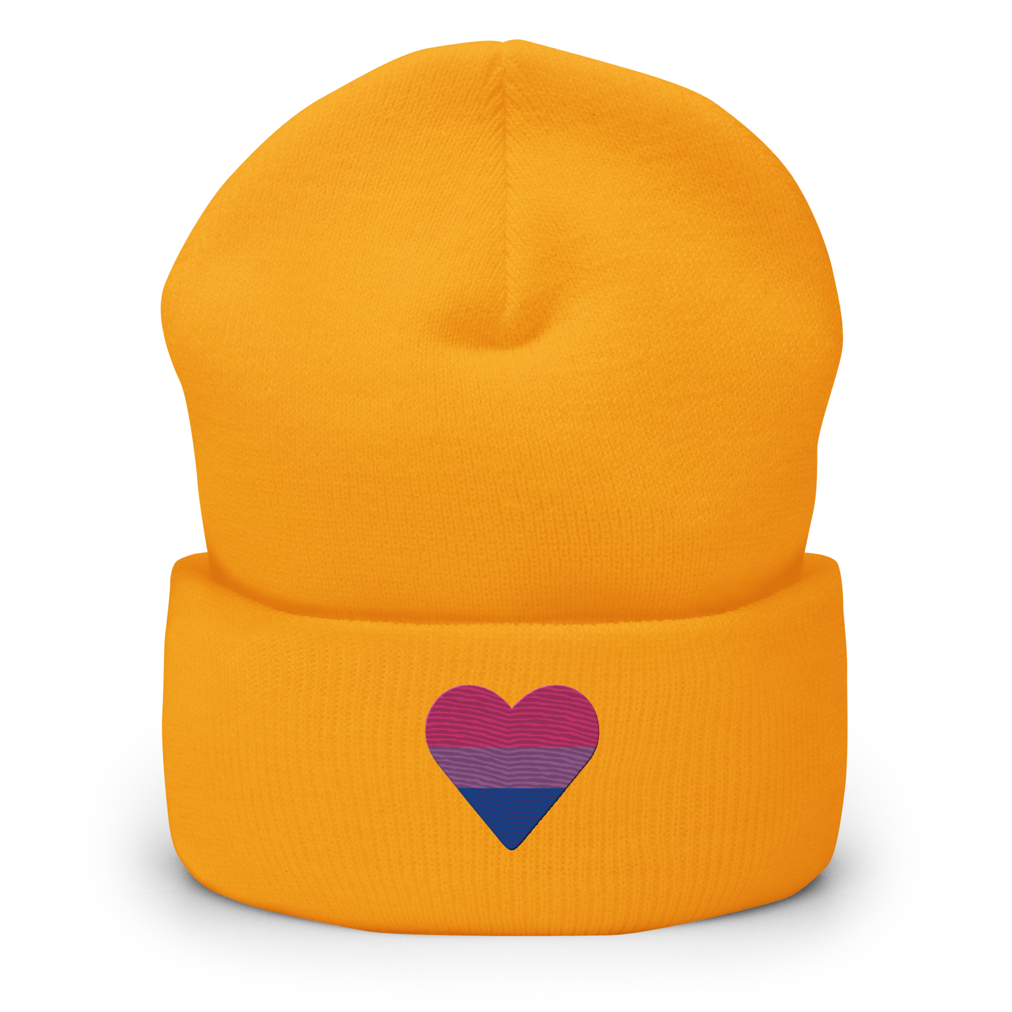 Bisexual Flag Embroidered Heart Beanie: Celebratory LGBTQ+ Pride Design