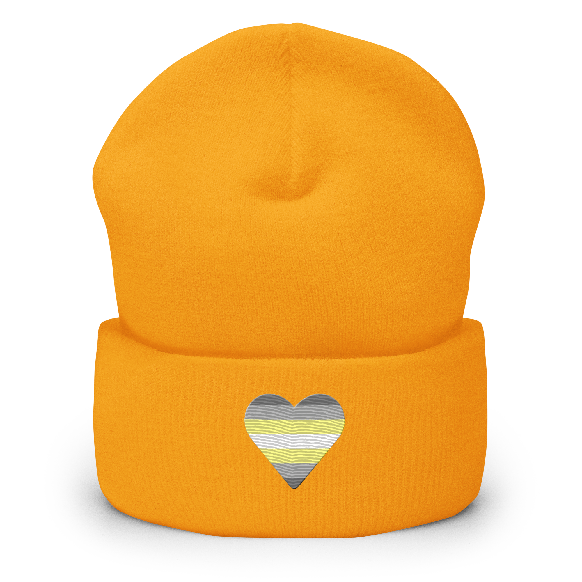 Demigender Flag Embroidered Heart Beanie: Celebratory LGBTQ+ Pride Design