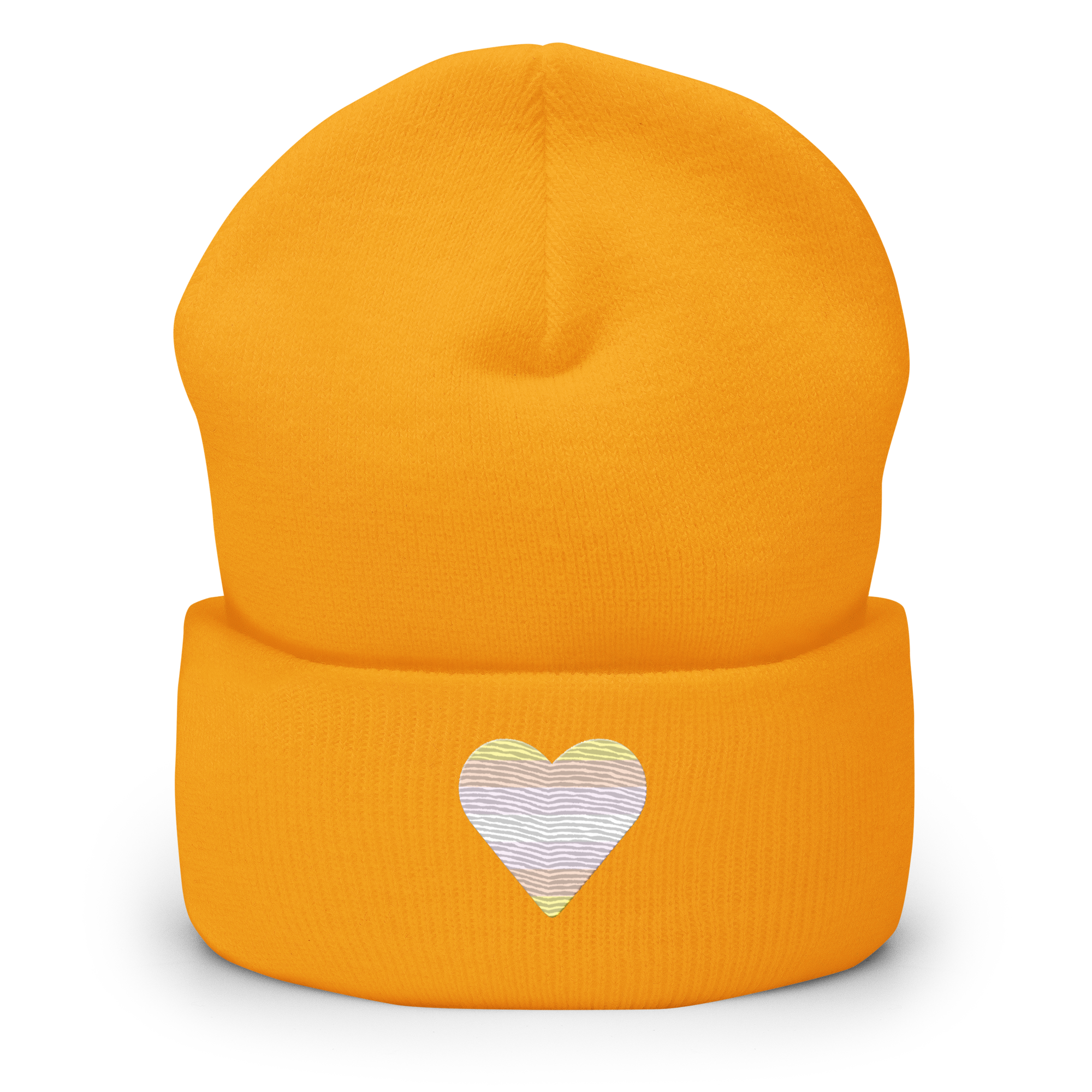 Pangender Flag Embroidered Heart Beanie: Celebratory LGBTQ+ Pride Design