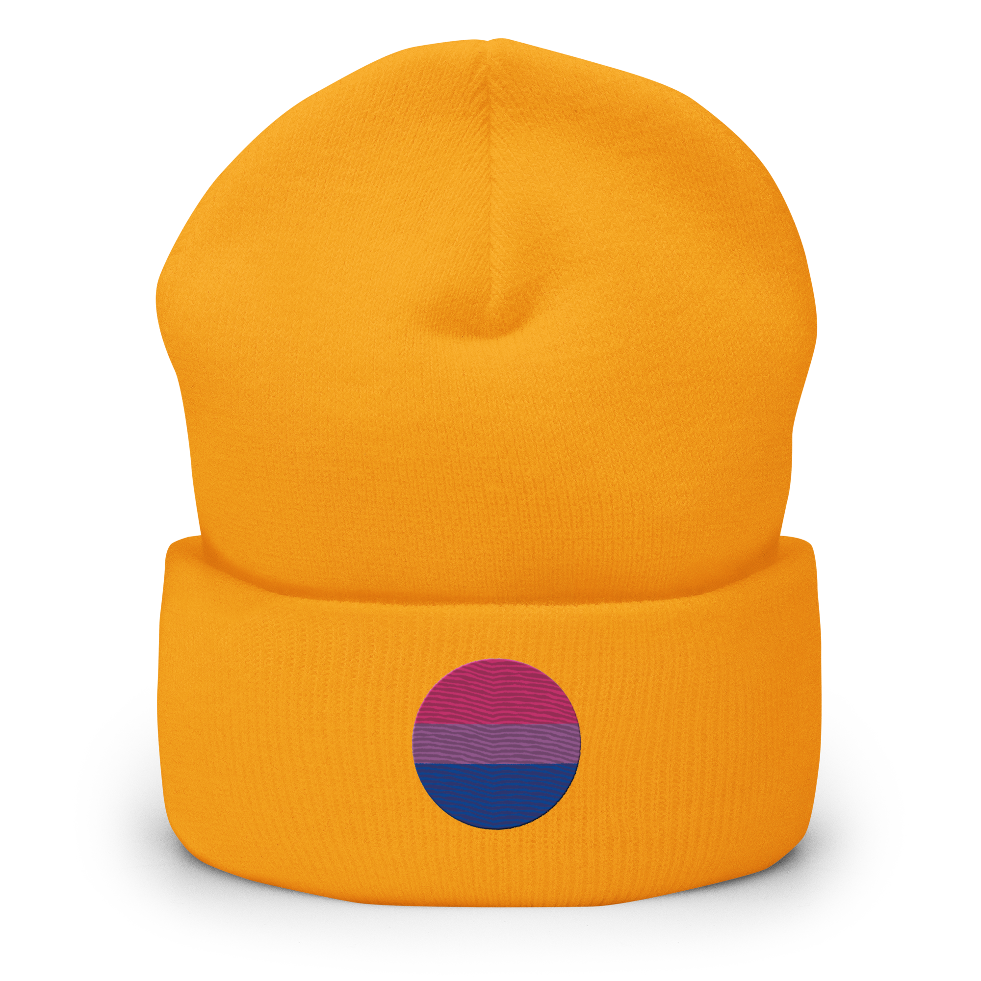 Bisexual Flag Embroidered Circle Beanie: Celebratory LGBTQ+ Pride Design