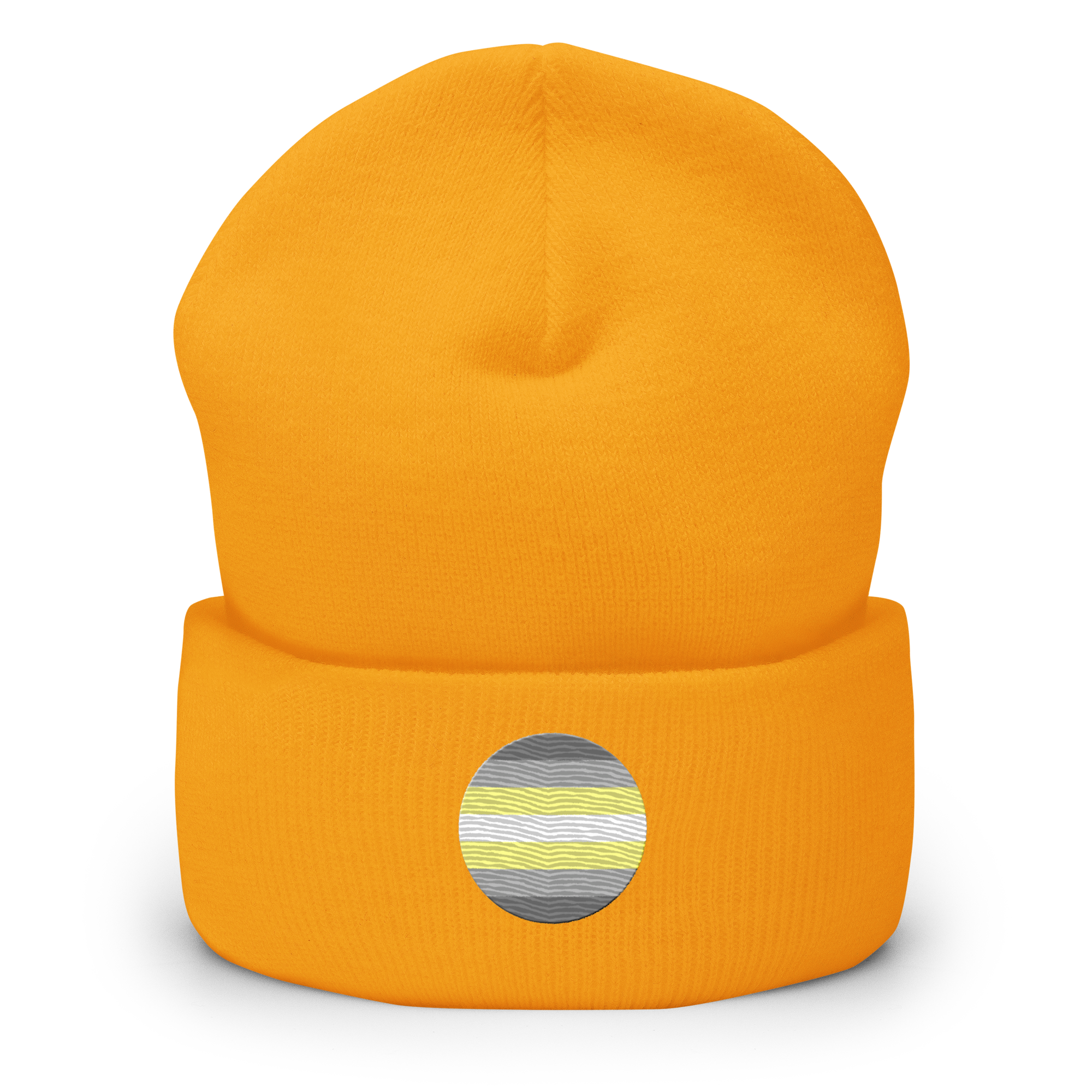 Demigender Flag Embroidered Circle Beanie: Celebratory LGBTQ+ Pride Design