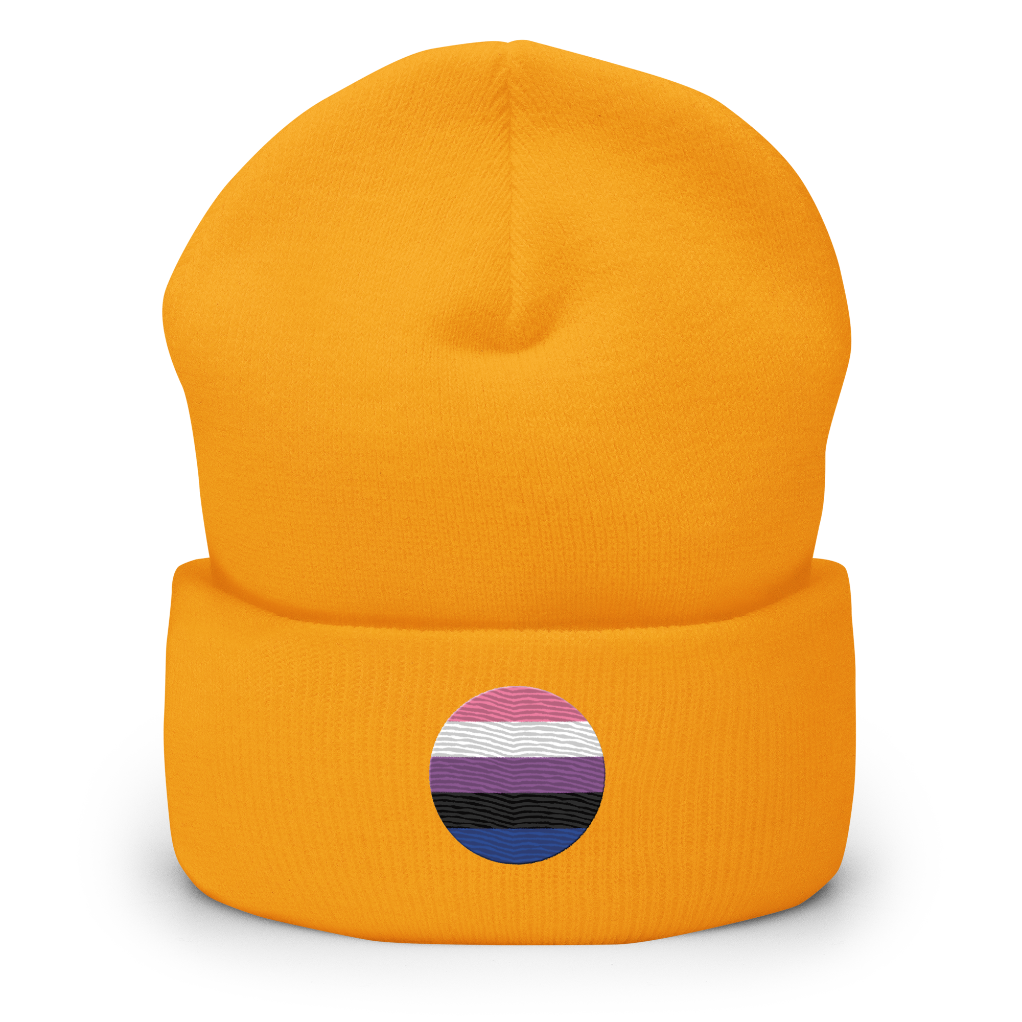 Genderfluid Flag Embroidered Circle Beanie: Celebratory LGBTQ+ Pride Design