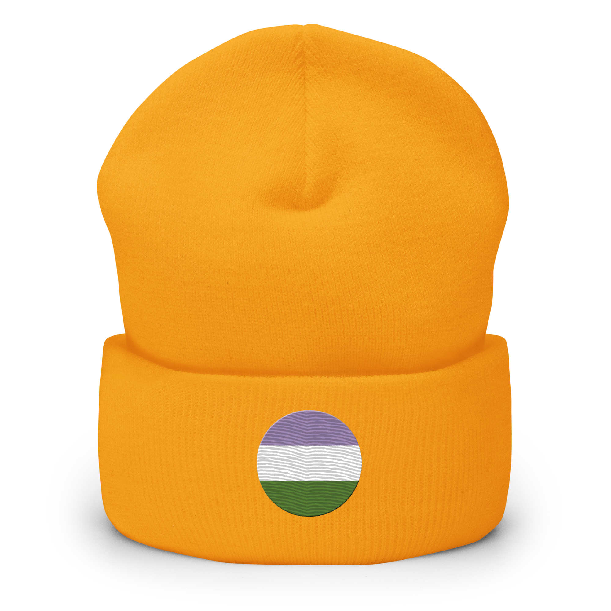 Genderqueer Flag Embroidered Circle Beanie: Celebratory LGBTQ+ Pride Design