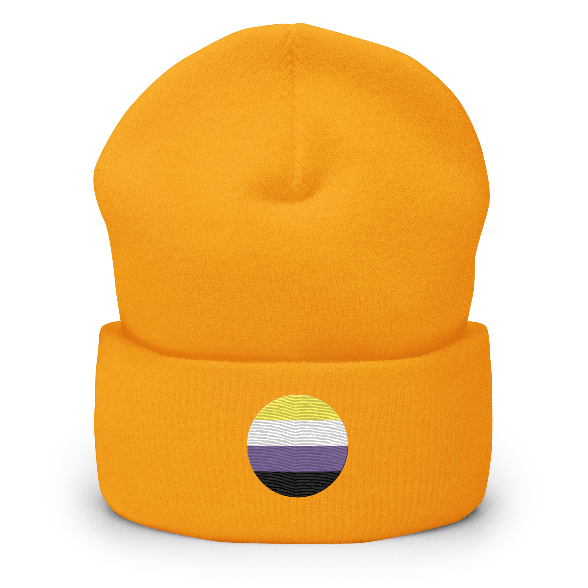 Nonbinary Flag Embroidered Circle Beanie: Celebratory LGBTQ+ Pride Design