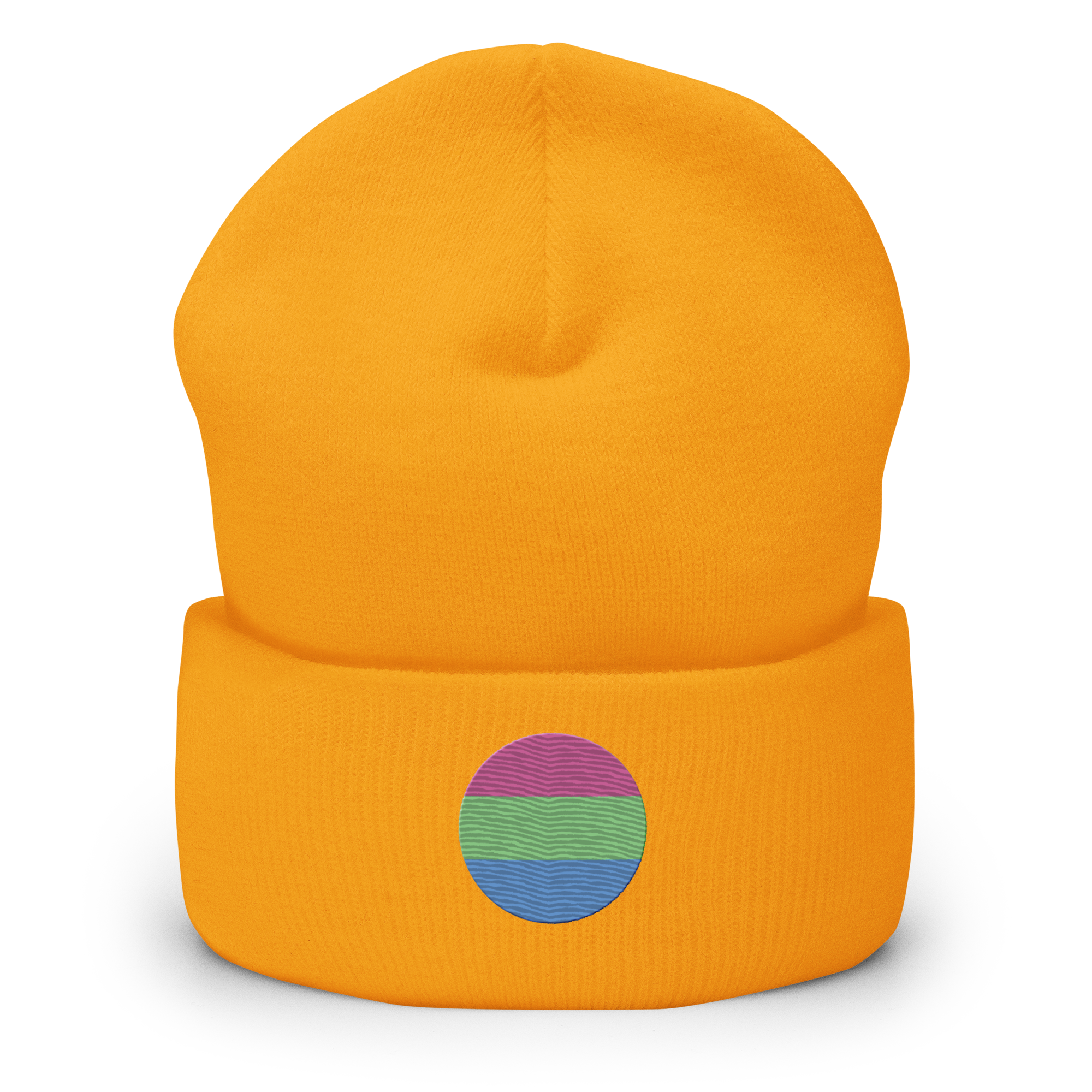 Polysexual Flag Embroidered Circle Beanie: Celebratory LGBTQ+ Pride Design