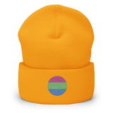 Polysexual Flag Embroidered Circle Beanie: Celebratory LGBTQ+ Pride Design