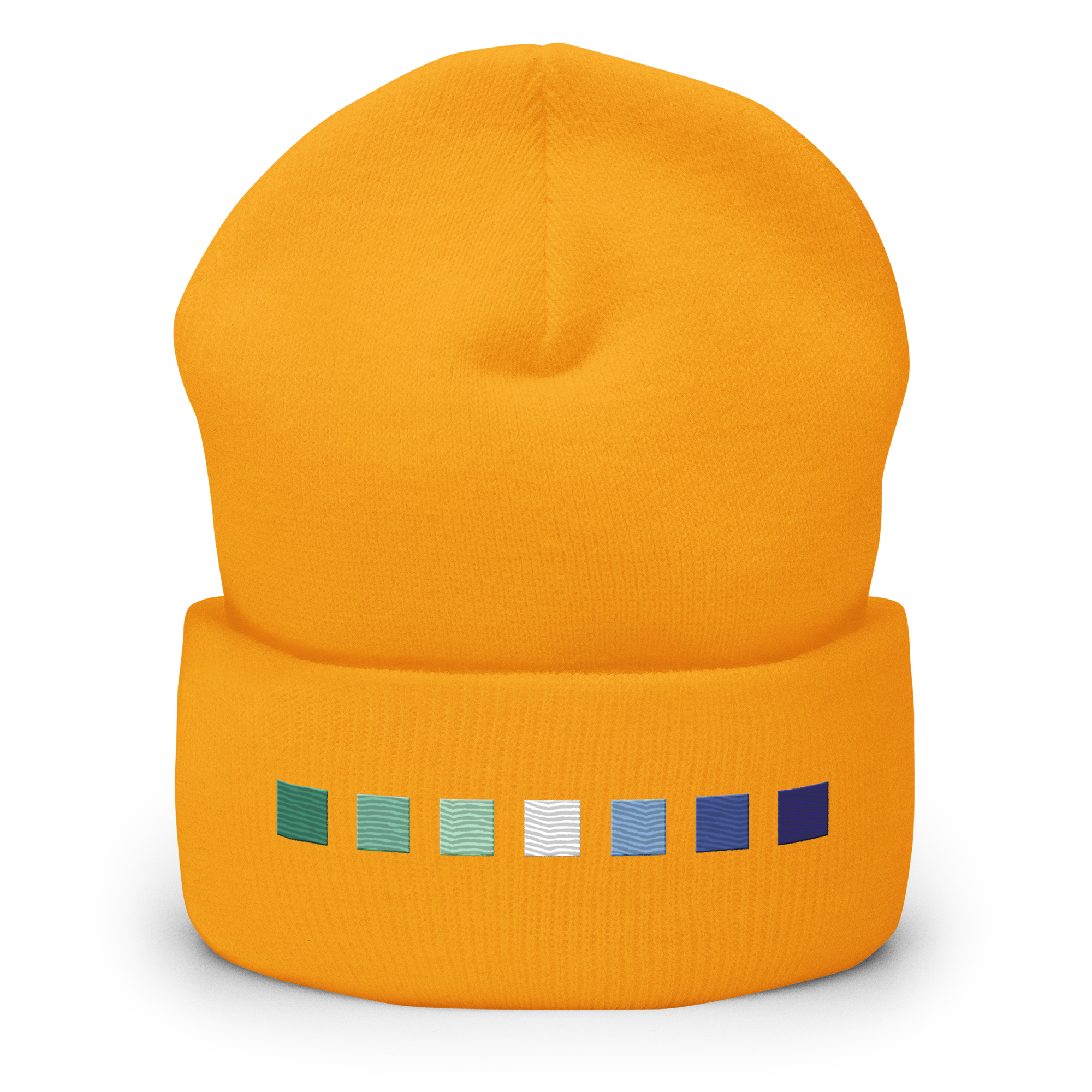 Embroidered Gay Pride Beanie: Pride Flag Horizontal Square Design