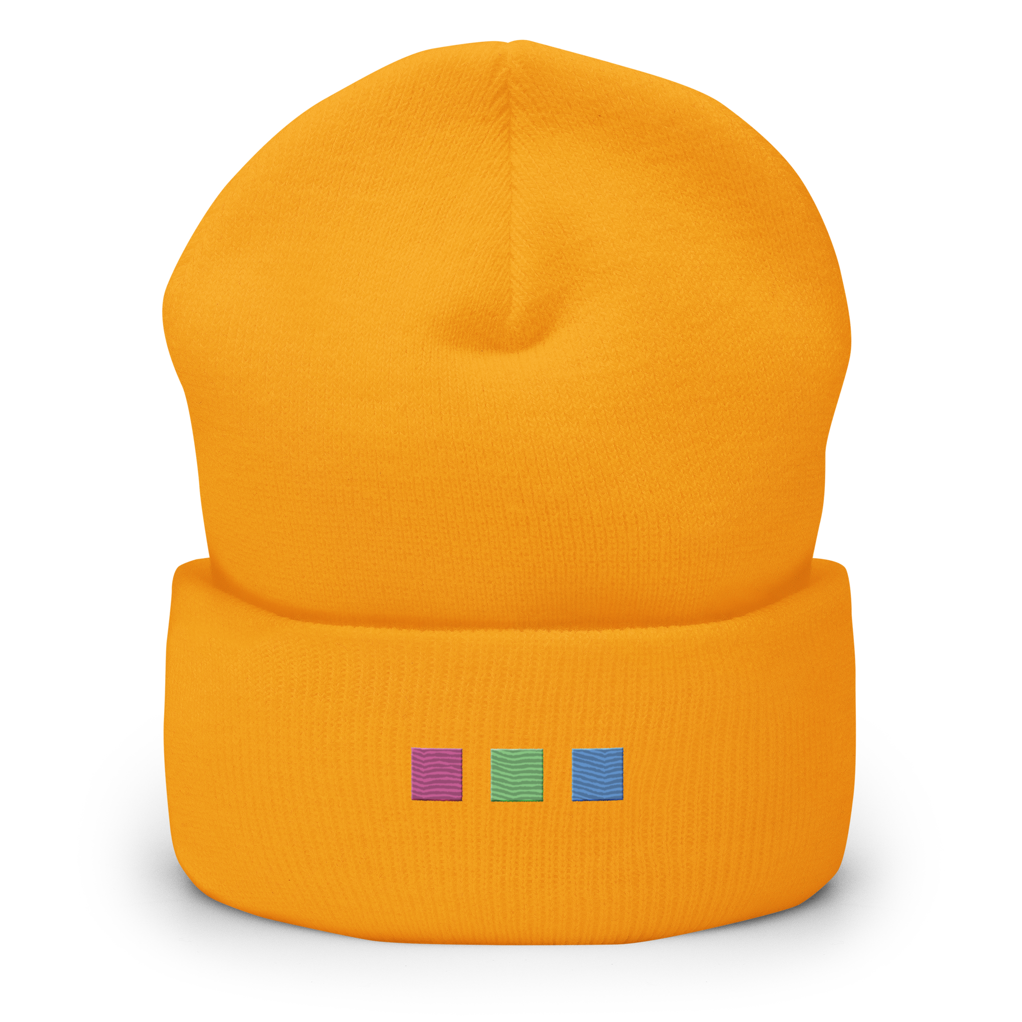 Embroidered Polysexual Beanie: Pride Flag Horizontal Square Design