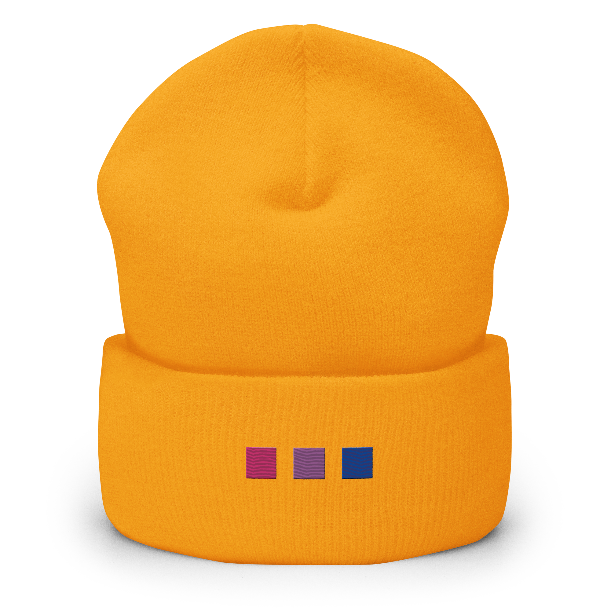 Embroidered Bisexual Beanie: Pride Flag Horizontal Square Design