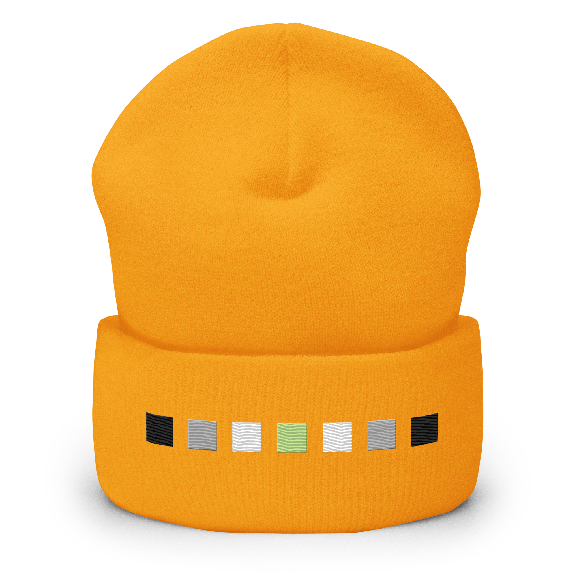 Embroidered Agender Beanie: Pride Flag Horizontal Square Design