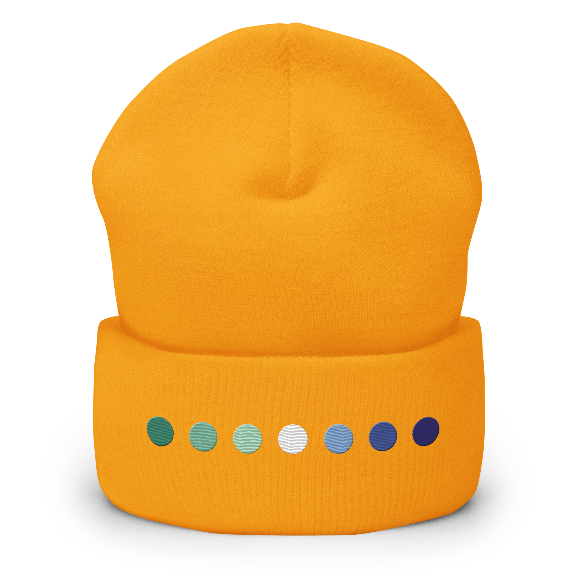 Embroidered Gay Pride Beanie: Pride Flag Horizontal Circle Design