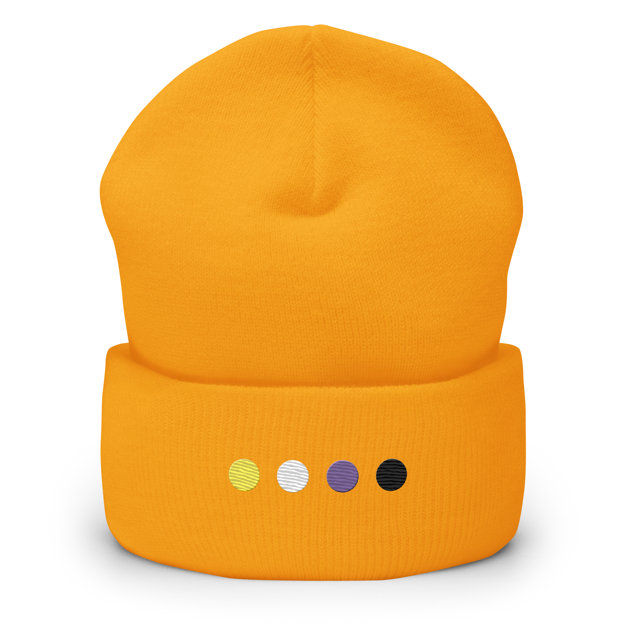 Embroidered Nonbinary Beanie: Pride Flag Horizontal Circle Design
